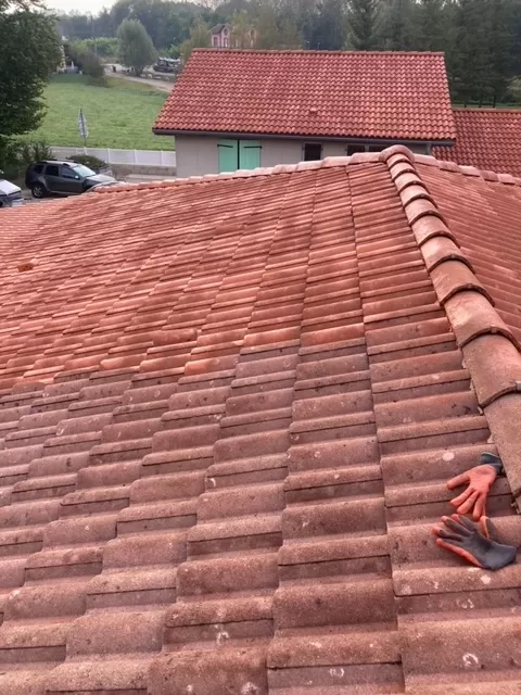 Démoussage de toiture et remise en peinture avec hydrofuge incolore à Polliat, Bourg-en-Bresse, Lemiere Rénovation Père & Fils